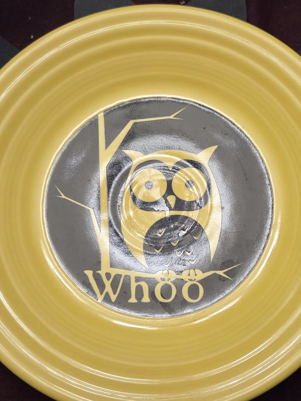 Yellow Owl 'Whoo' Decorative Ceramic 9" Plate